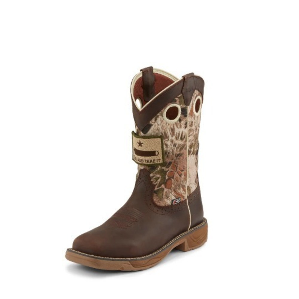 Justin® (Men's 13 D) Stampede™ 11"‎ Waterproof Western Work Boots, Grizzly Brown